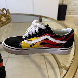 Vans Black and Red Flame Sneakers